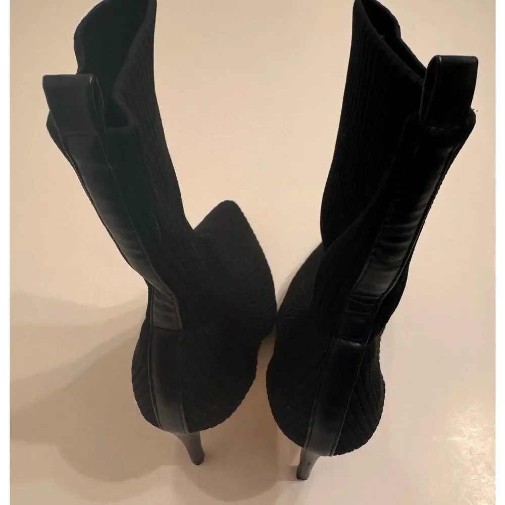 Catherine Malandrino Knit Pointed Toe 3.5" Heel Ankle Boots Size 8.5 Black - Picture 3 of 5
